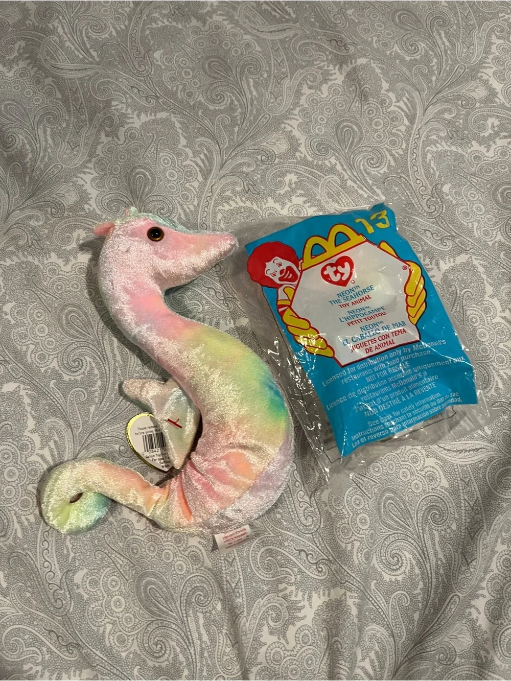 Ty Pastel Rainbow Seahorse Plush - Neon